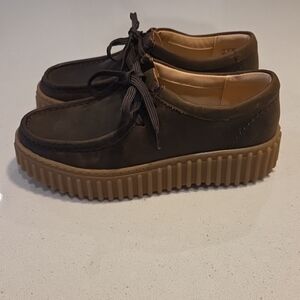 Clarks Torhill Woments  Bee Platform Leather Shoes Loafers 8.5 New